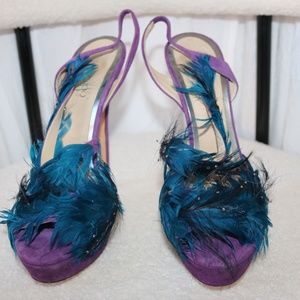 COPY - Jimmy Choo blue feather shoes